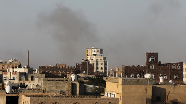 Smoke rises after Israeli strikes near Sanaa airport
