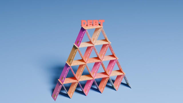 House of cards made of credit card debt